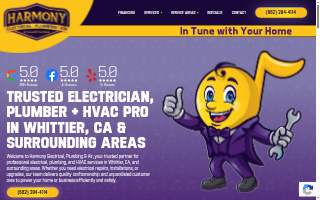 Harmony Electrical, Plumbing & Air website