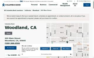 Columbia Bank of Woodland website