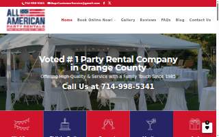 All American Party Rentals of Yorba Linda website