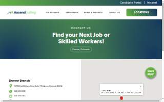 Ascend Staffing of Aurora website