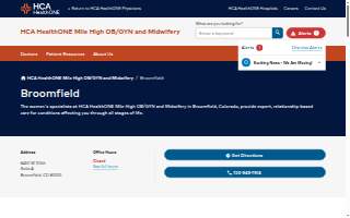 HCA HealthONE Mile High OB/GYN and Midwifery website