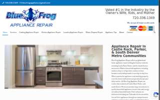 Blue Frog Appliance Repair website