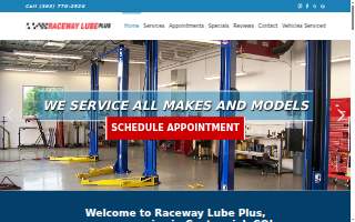 Raceway Lube Plus website