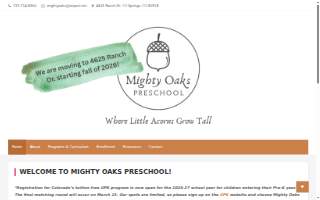 Mighty Oaks Preschool Colorado website