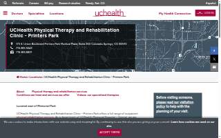UCHealth Physical Therapy and Rehabilitation Clinic - Printers Park website