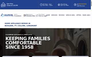 Columbine Appliance & Fireplaces of Boulder website