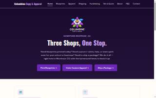 Columbine Copy & Apparel website