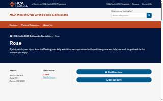 HCA HealthONE Orthopedic Specialists - Rose website