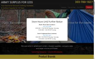 Army Surplus For Less website