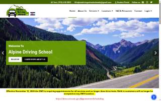 alpine driving school of Evans website