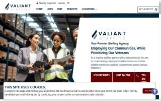 Valiant Staffing of Evans website