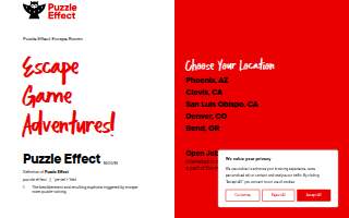 Puzzle Effect Escape Rooms website