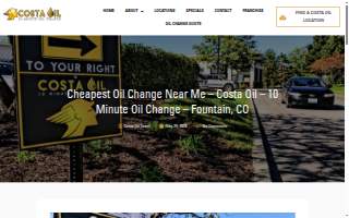 Costa Oil - 10 Minute Oil Change - Fountain website