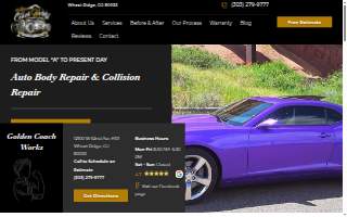 Golden Coach Works Auto Body & Paint + Detailing website