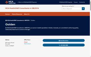 HCA HealthONE Consultants in OB/GYN - Golden website