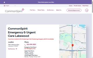 CommonSpirit Emergency & Urgent Care Lakewood website