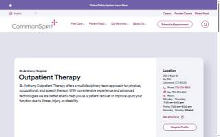 CommonSpirit St. Anthony Outpatient Therapy website