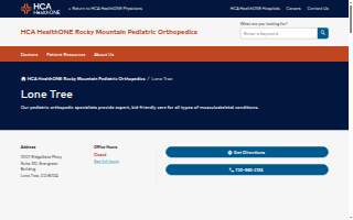 HCA HealthONE Rocky Mountain Pediatric Orthopedics website