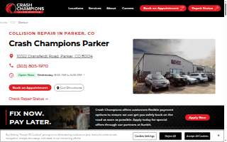 Crash Champions Collision Repair Parker website