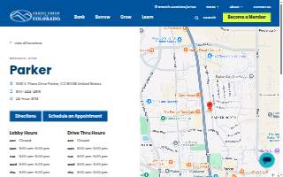 Credit Union of Colorado, Parker website