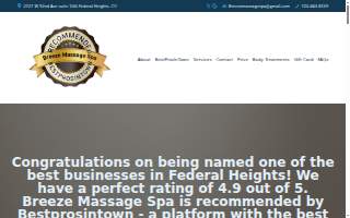 Breeze Massage Spa website