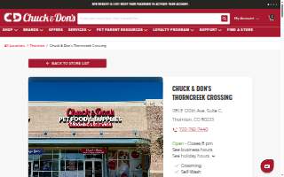 Chuck & Don's Pet Food & Supplies of Thornton website