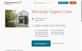 Hartford HealthCare Urgent Care website