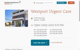 Hartford HealthCare Urgent Care website