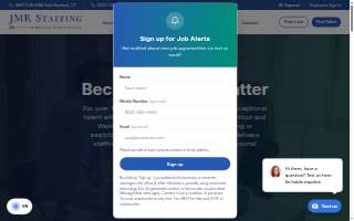 JMR Staffing website