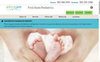 Advocare First State Pediatrics of Brookside website