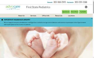 Advocare First State Pediatrics of Hockessin website