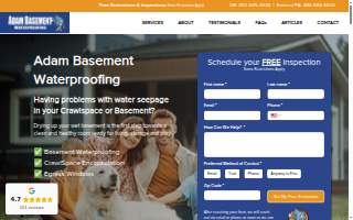 Adam Basement Waterproofing of Newark website