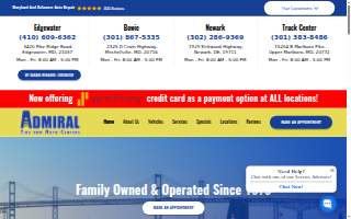 Admiral Tire and Auto Center website
