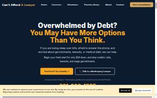 Can't Afford a Lawyer PLLC website