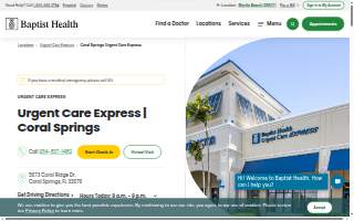 Baptist Health Urgent Care Express | Coral Springs website