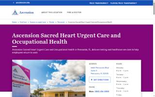 Ascension Sacred Heart Urgent Care and Occupational Health website