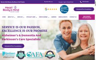 Heart, Body & Mind Home Care website