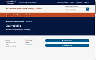 HCA Florida Behavioral Health Specialists - Gainesville website