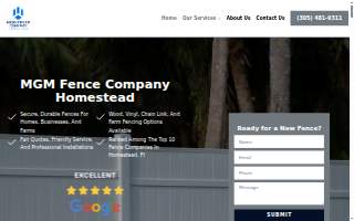 MGM Fence Company Homestead website