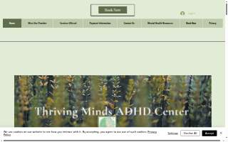 Thriving Minds ADHD Center website