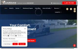 Guardian Heating and Air website