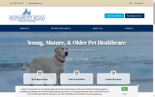 Monument Road Animal Hospital website