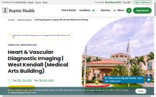 Baptist Health Heart & Vascular Diagnostic Imaging | West Kendall (Medical Arts Building) website