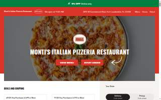 Monti's Italian Pizzeria Restaurant website