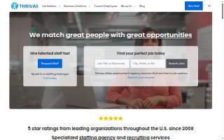 Thrivas Staffing Agency website