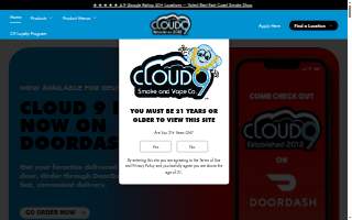 Cloud9 Smoke Shop website