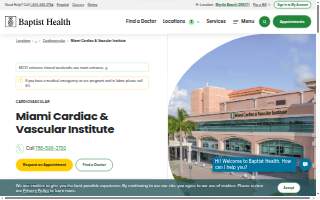 Baptist Health Miami Cardiac & Vascular Institute website