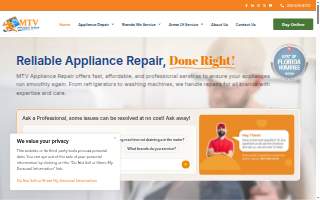 MTV Appliance Repair Service of Ojus website