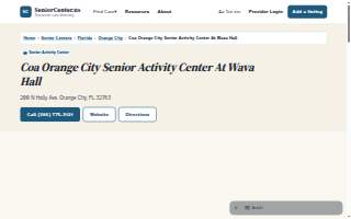 COA Orange City Senior Center Activity Center & Neighborhood Dining Site website