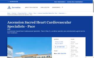 Ascension Sacred Heart Cardiovascular Specialists website